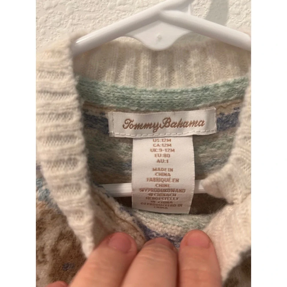 Tommy Bahama Kids Baby Sweater Fair Isle Bear Buttons Cream Size‎ 12M